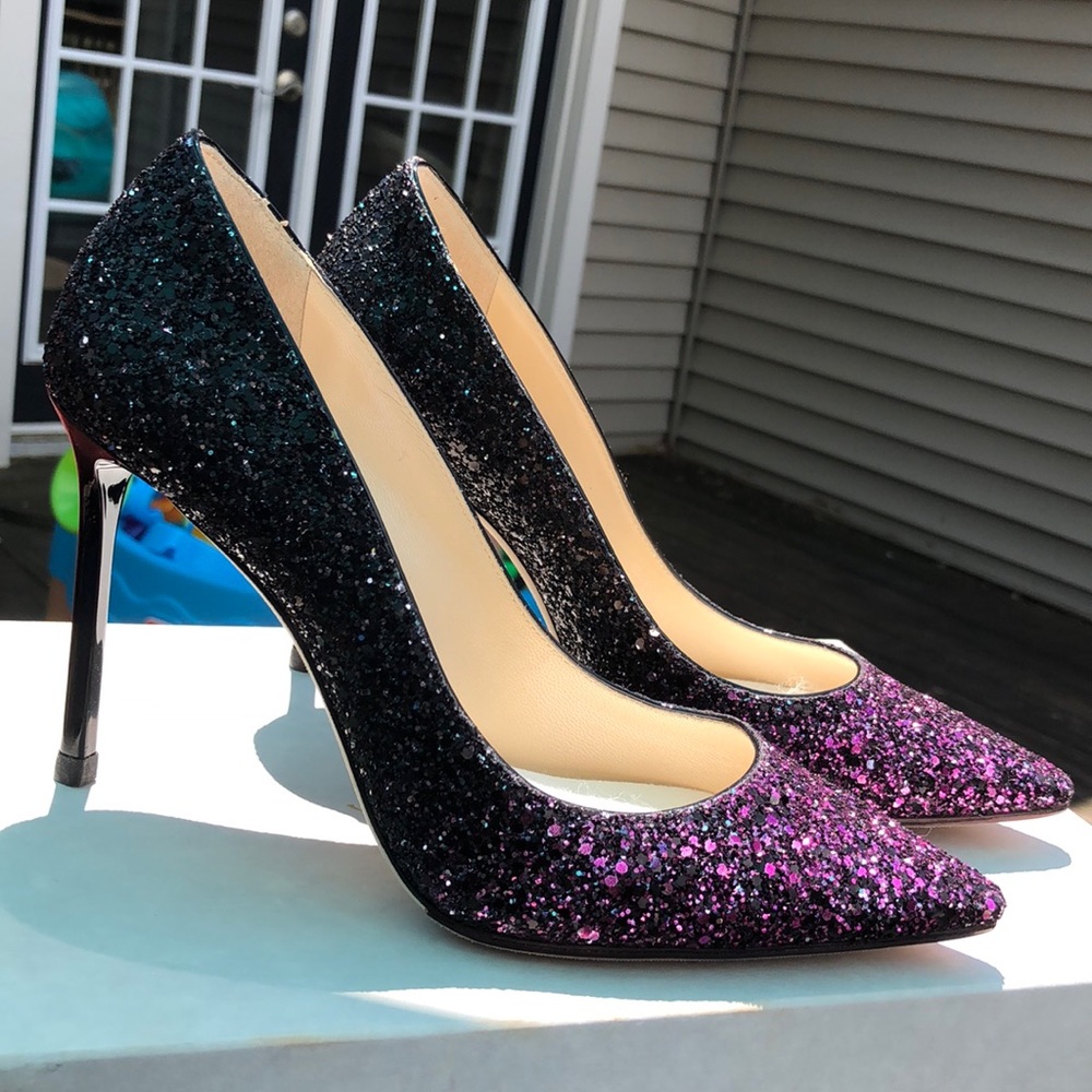 ALMOST NEW Jimmy Choo glitter ombré pump 38.5